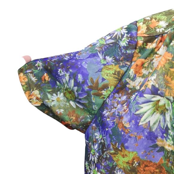 Vintage Handmade Floral Polyester Button Front Collared Shirt Size 2XL? 70s - Picture 7 of 10